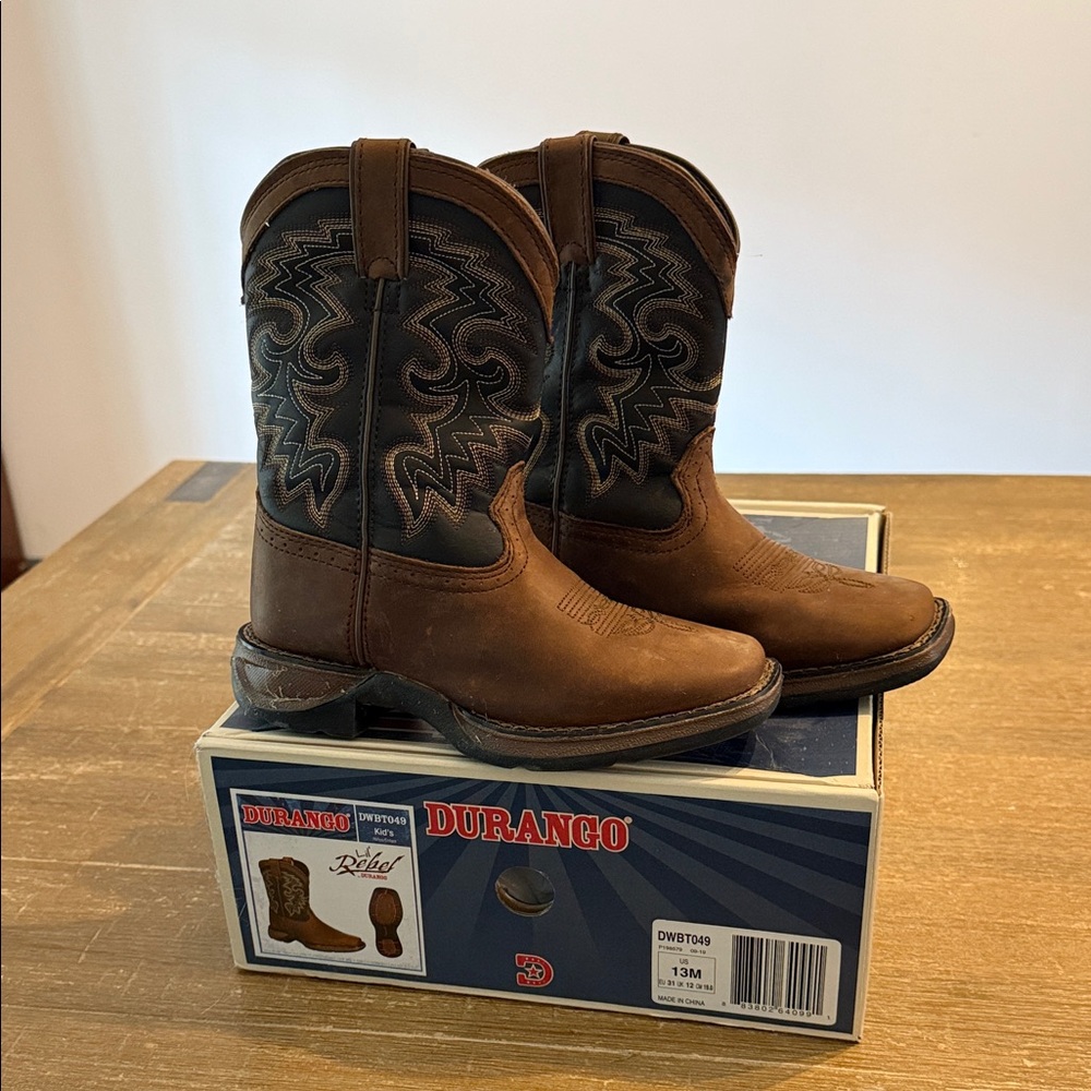 Durango Brown and Black kids 13M boys Cowboy Boots